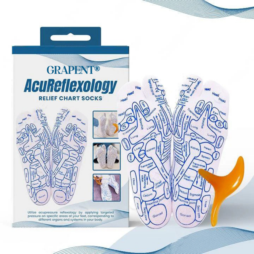 GRAPENT® Acupressure Reflexology Chart Socks with Amber Tools